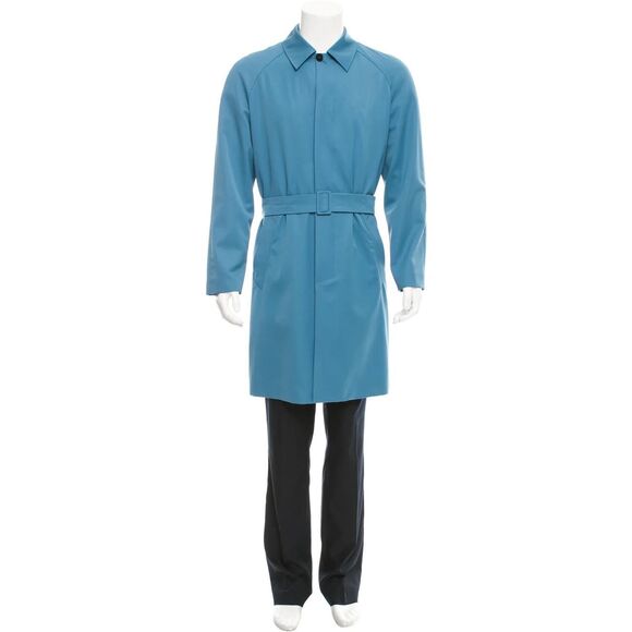 Jeffrey rudes wool Italian blue trench coat Sz 50 $2000